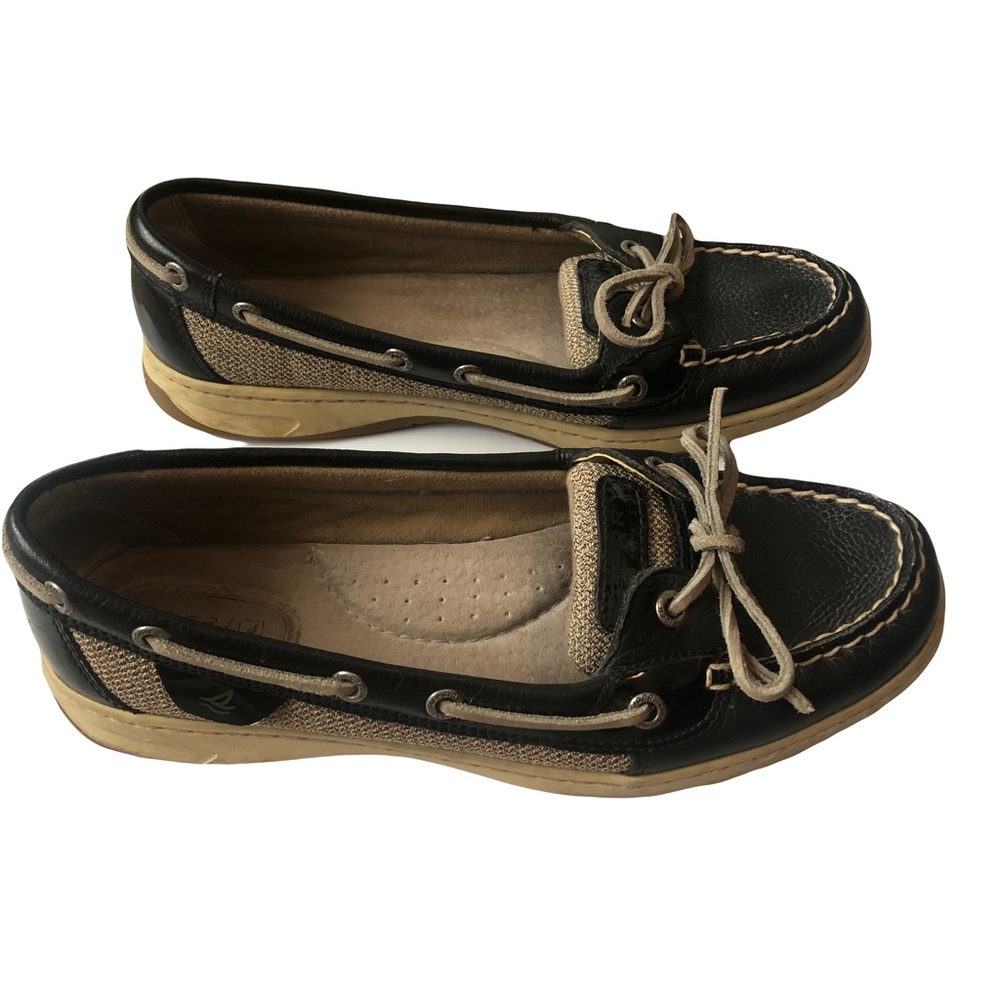 Sperry Top Sider Womens Angelfish 9101916 Black Slip On Boat Shoes Size 8.5 M